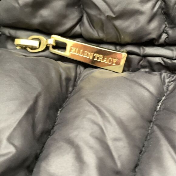 Ellen Tracy Puffed Zip Full Mock Neck Pockets Black Women’s Jacket Size L - Picture 8 of 9